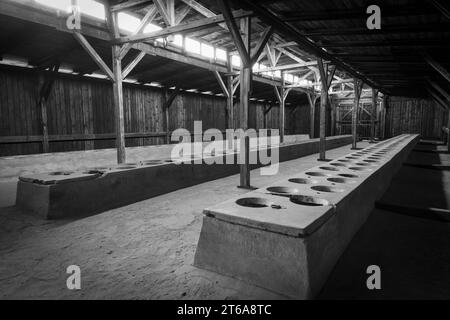 KZ Auschwitz für Gefangene gab es Gemeinschaftstoiletten in Latrinenschuppen *** Konzentrationslager Auschwitz es gab kommunale Toiletten für Gefangene in Latrinenschuppen xMMx Credit: Imago/Alamy Live News Stockfoto