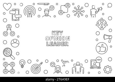 Key Opinion Leader linearer horizontaler Rahmen – Vektor-KOL-Konzept-Illustration Stock Vektor