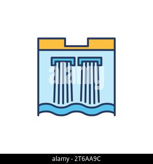 Wasserdamm farbiges Symbol - Wasserkraftwerk Creaitve Symbol. Hydropower Vector Concept Logo-Element Stock Vektor