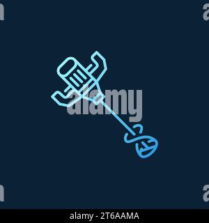 Mörtelmischer oder elektrischer Beton Handmischer Vektor blaues Umrisssymbol auf dunklem Hintergrund Stock Vektor