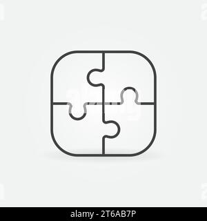 Puzzle mit vier Teilen Konturieren Vektorkonzeptsymbol oder Designelement Stock Vektor