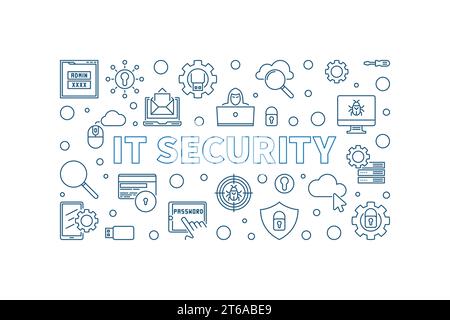 Das Konzept des IT-Sicherheitsvektors stellt ein einfaches horizontales Banner oder eine Illustration dar Stock Vektor