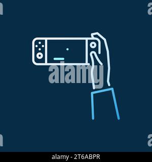 Handheld-Spielkonsole Vektorfarbiges Umrisssymbol auf dunklem Hintergrund Stock Vektor