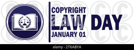 Copyright Law Day Vector Illustration. Januar. Urlaubskonzept. Vorlage für Hintergrund, Banner, Karte, Poster mit Textbeschriftung. Stock Vektor