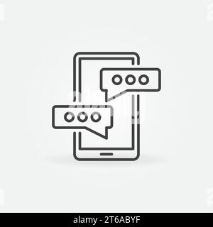 Smartphone mit Zeilensymbol für Sprechblasen. Vektorsymbol für Telefonnachricht oder SMS-Konzept Stock Vektor