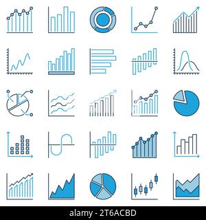 Kreative Symbole für Diagramme und Diagramme. Konzeptzeichen für Vektorspalten und Tortendiagramm. Statistiksymbole Stock Vektor