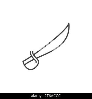 Scimitar-Schwert-Vektor-Konzept Umrisssymbol oder -Symbol Stock Vektor