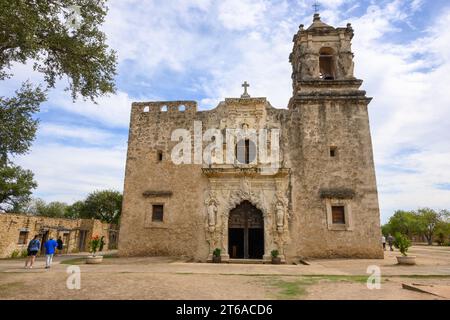 San Antonio, Texas, USA - 8. Oktober 2023: Die katholische Kirche der Mission San Jose in San Antonio. Texas, USA Stockfoto