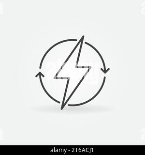 Lineares Symbol für erneuerbare Energien. Blitz in Pfeilen Vektor Konzeptlinie Symbol Stock Vektor