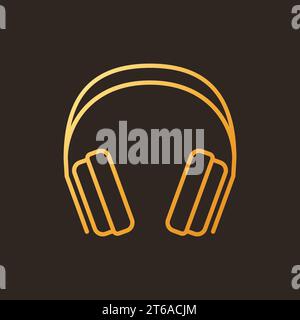 Vector Gaming Headphones Konzept farbiges Umrisssymbol oder Logo auf dunklem Hintergrund Stock Vektor