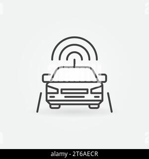 Autonomes Roboterauto auf Autobahn lineares Vektorkonzept Symbol oder Logo-Element Stock Vektor