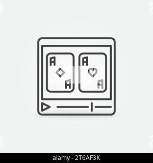 Poker Video Vektor einfaches Symbol oder Anmeldung im Umrissstil Stock Vektor