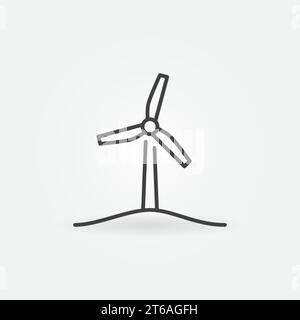 Minimales Symbol für Windturbinenvektor oder Symbol in dünner Linienart Stock Vektor