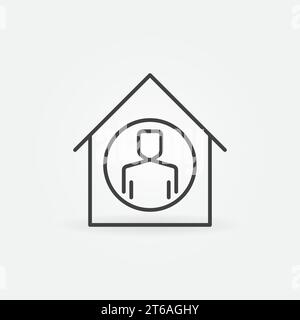 Man Inside House Line Symbol. Symbol für lineares Konzept des Vektors „zu Hause bleiben“ Stock Vektor