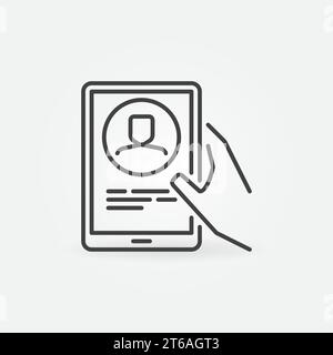 Tablett-Videokonferenz – Kontursymbol. Symbol für Thin Line-Vektor-Konzept für Videochat Stock Vektor