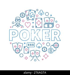 Pokerrunde Vektor kreative Umrissillustration auf weißem Hintergrund Stock Vektor