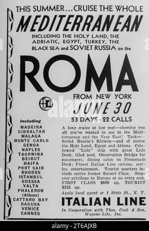 1934 Italian Line Roma Cruise ab New York USA Ad Stockfoto