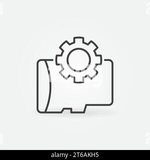 SD-Speicherkarte mit Zahnradvektor-Konzeptsymbol oder Symbol in dünner Linie Stock Vektor