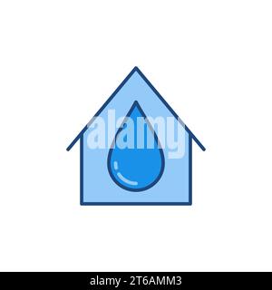 Wassertropfen im Haus Vektorkonzept farbiges Symbol oder Logo-Element Stock Vektor