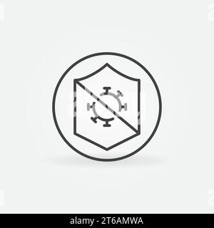 Kreis mit Schild und Bakterienvektor Symbol für dünne Linien Konzept oder Designelement Stock Vektor