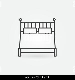 Vector Minimal Double Bed Concept Symbol oder Zeichen im Umrissstil Stock Vektor