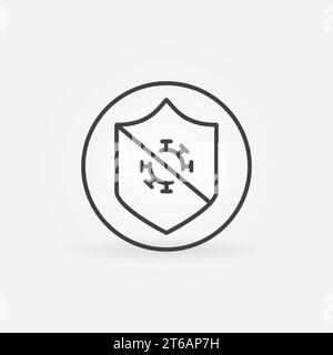 Schutzschild gegen Virus Vektor Konzept Symbol oder Zeichen in Umrissstil Stock Vektor