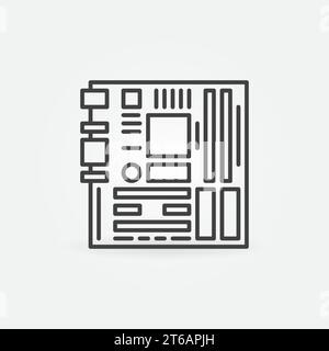 Computer Motherboard Konturvektorkonzept Symbol oder Designelement Stock Vektor