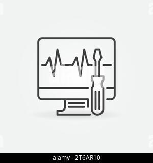 Computer Repair Vektor-Kontur-Symbol oder Logo-Element Stock Vektor