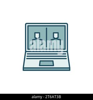 Videokonferenz auf Laptop Vektorkonzept farbiges Symbol oder Symbol Stock Vektor
