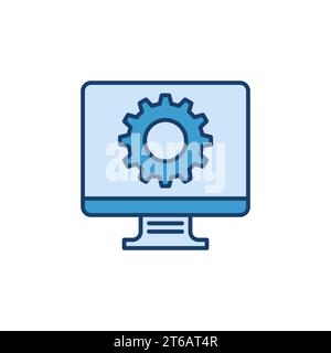 Symbol Computer mit Zahnrad – Symbol PC-Service oder Einstellungen Vektorkonzept Stock Vektor