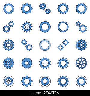 Cog Wheel and Gear Blue Icons Kollektion – Vektor-Zahnrad-Konzept kreative Schilder oder Logo-Elemente Stock Vektor