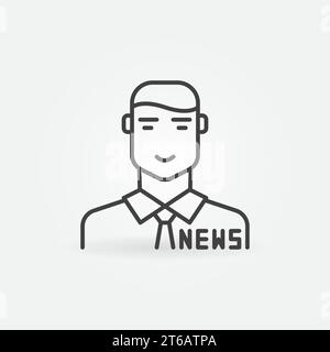 Nachrichtenanker oder Reporter-Vektor-man-Konzeptsymbol oder -Symbol im Umrissstil Stock Vektor