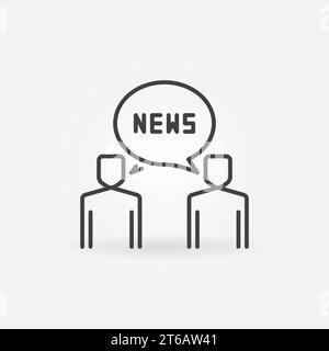 Zwei Personen- und Nachrichtenvektor-Konzeptsymbol oder Symbol in dünner Linie Stock Vektor