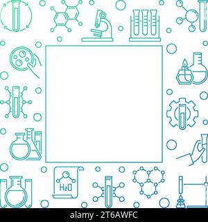 Chemische Umrisse bunte Illustration mit quadratischem Rahmen - Vektorchemie Hintergrund Stock Vektor