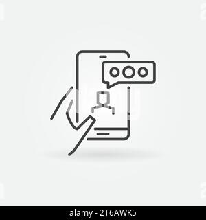 Symbol für die Leitung des Smartphones mit der Hand. Symbol oder Designelement für Videoanruf-Konturvektor Stock Vektor
