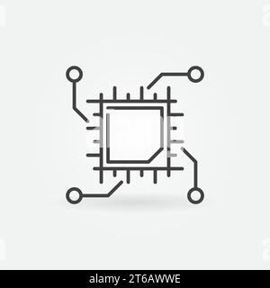 Symbol für Chip- oder Prozessorvektorkonzept oder Zeichen im Umrissstil Stock Vektor