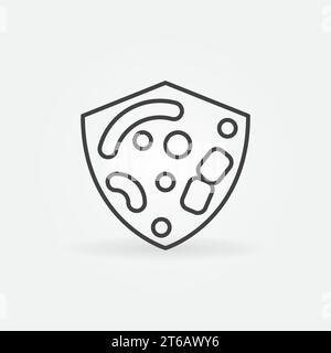 Abschirmung mit Bakterien und Keimen lineares Vektorkonzept Symbol oder Logo-Element Stock Vektor