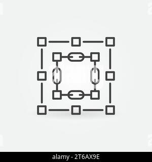 Blockchain Technology Vektorkonzept einfaches Symbol oder Symbol in Linienform Stock Vektor