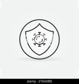 Kreis mit Virus und Abschirmung Kontur Vektor Konzept Symbol oder Design Element Stock Vektor