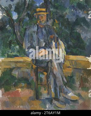 Titel: Sitzender Mann Schöpfer: Paul Cézanne Jahr: 1905 - 1906 Abmessungen: 64,8 x 54,6 cm Medium: Öl auf Leinwand Ort: Museo Nacional Thyssen-Bornemisza, Madrid Stockfoto