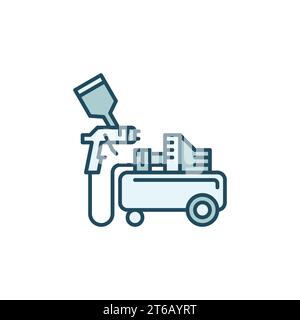 Auto Lacksprühpistole und Luftkompressor Vektor Konzept farbiges Symbol oder Logo Element Stock Vektor