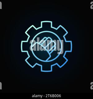 LWL-Kabel im Getriebe Vektor blaues lineares Symbol auf dunklem Hintergrund Stock Vektor