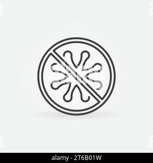 Kein Symbol für Virenvektorkonzept oder Symbol in dünner Linie Stock Vektor