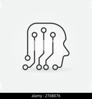 Menschlicher Kopf wie das Symbol für lineares Vektorkonzept der Leiterplatte oder das Logo-Element Stock Vektor