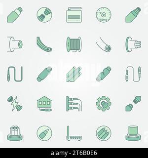 Lichtwellenleiter farbige Symbole – Vektor Lichtwellenleiter-Kommunikationskonzepte Symbole oder Logoelemente Stock Vektor