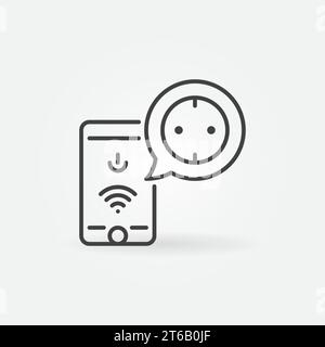 Vektorkonzept für Smartphone und wlan-Buchse umrissen Symbol oder Zeichen Stock Vektor