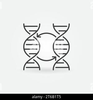 Symbol für zwei DNA-Vektorkonzepte oder Designelement in dünner Linienart Stock Vektor