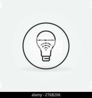 Symbol für intelligente LED-Glühlampe im Kreis in dünner Linie Stock Vektor