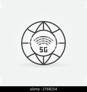 5G – Konzept des globalen Hochgeschwindigkeitsnetzwerks der fünften Generation für die Umrissvektorgrafik Stock Vektor