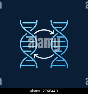 Zwei bunte DNA-Vektor-Symbol oder Logo-Element auf dunklem Hintergrund Stock Vektor